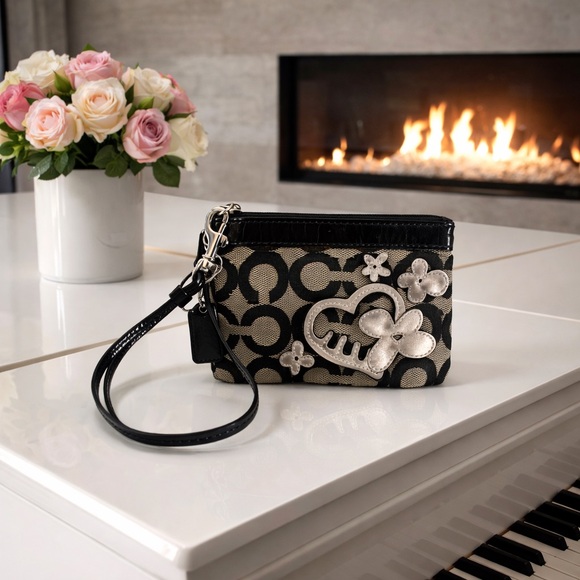 Coach Poppy Handbags - Coach Poppy 2010 Shimmer Heart Flowers Wristlet